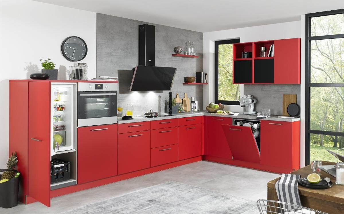 EINBAUKÜCHE   - Rot, Basics, Holzwerkstoff - Dieter Knoll