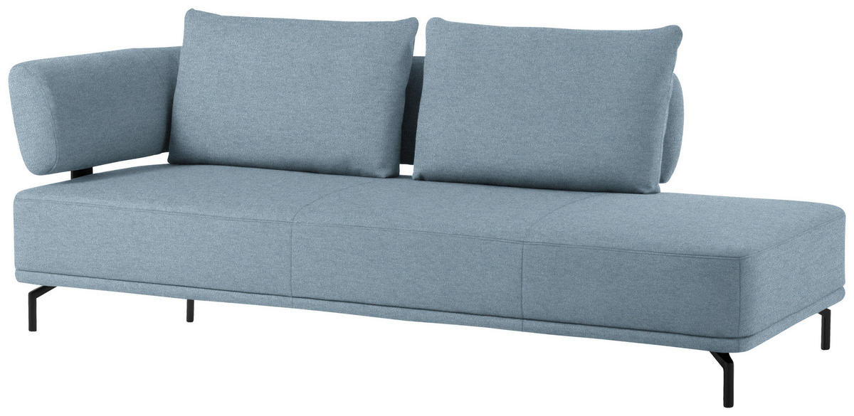 RÉCAMIERE in Flachgewebe Hellgrau, Hellblau  - Hellgrau/Schwarz, Design, Textil/Metall (225/80/98cm) - Dieter Knoll