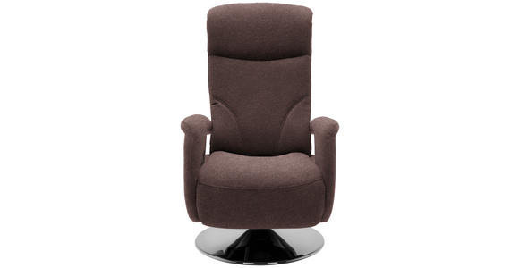 RELAXSESSEL Chenille, Mikrofaser Relaxfunktion, Kopfteilverstellung    - Chromfarben/Braun, Design, Textil/Metall (71/110/83cm) - Dieter Knoll