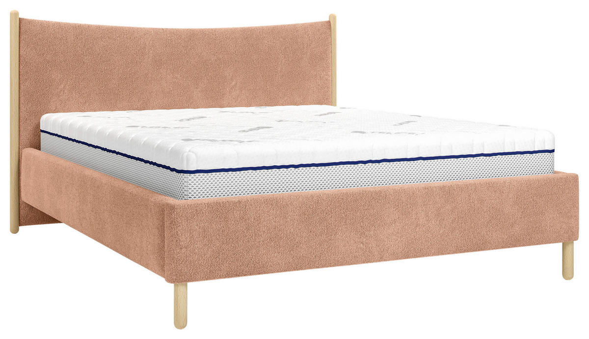 POLSTERBETT 180/200 cm,  in Rostfarben, gepolstertes Kopfteil, Lattenrost, Bettkasten,  - Rostfarben/Buchefarben, MODERN, Holz/Holzwerkstoff (180/200cm) - MID.YOU