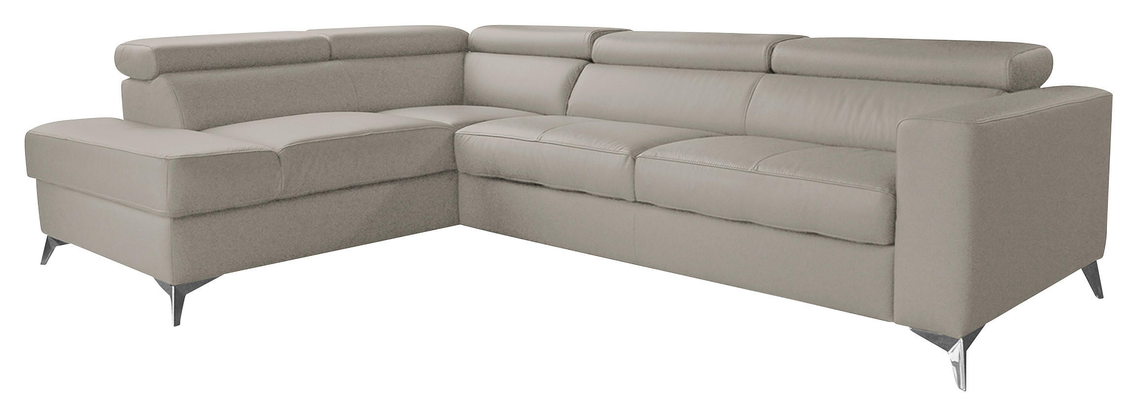 Thumbnail - Livetastic Ecksofa Mondo, Hellgrau, Textil, Leder, Echtleder, Rindleder, 5-Sitzer, Ottomane links, L-Form, 286x208 cm, M...