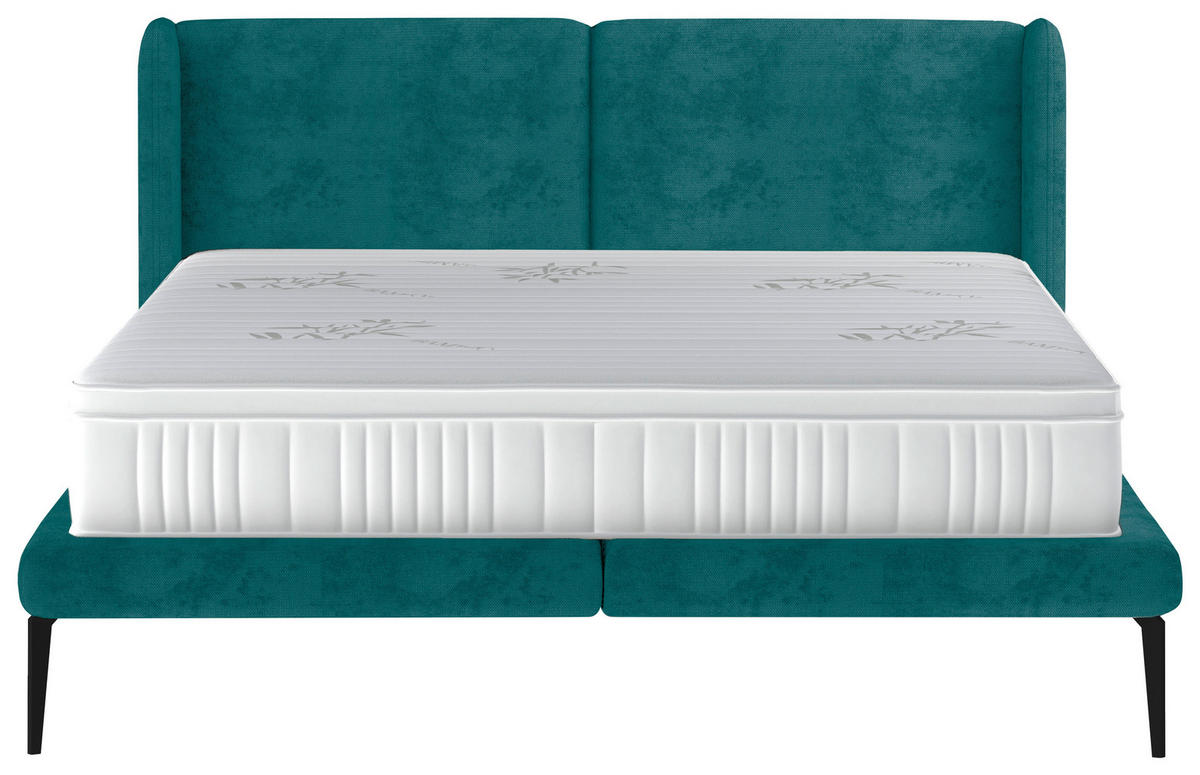 Polsterbett inkl. Matratze 180/200 cm  in Petrol  - Weiss/Petrol, Modern, Textil/Metall (180/200cm) - Livetastic