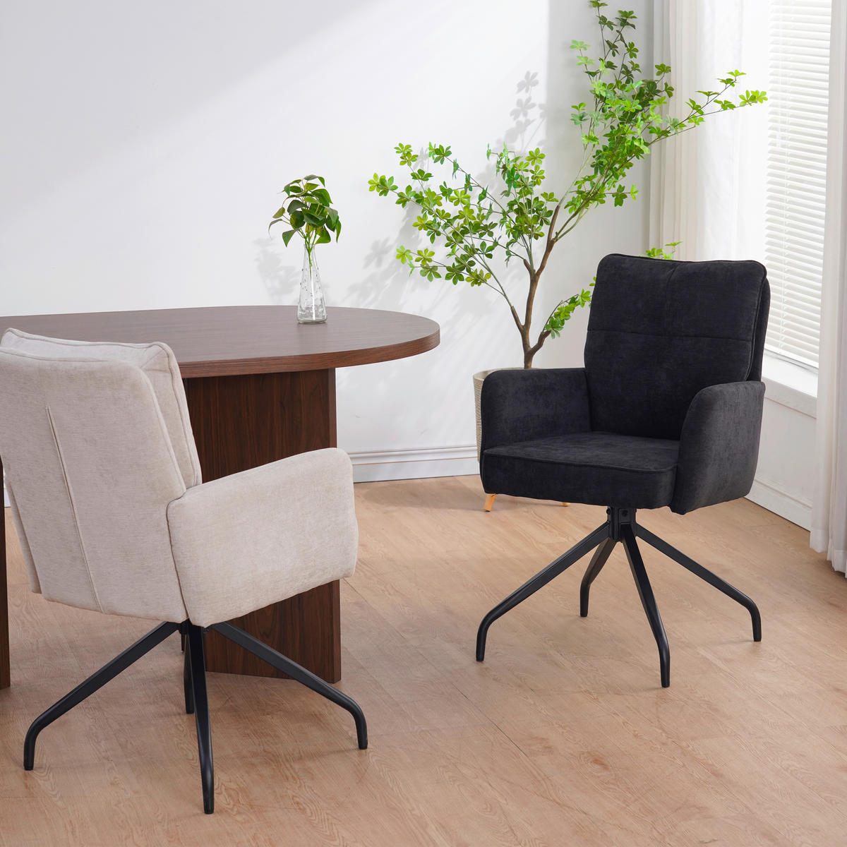 ARMLEHNSTUHL  Sitzfläche 180° drehbar Mikrofaser  - Schwarz, Design, Textil/Metall (60/90/68cm) - Carryhome