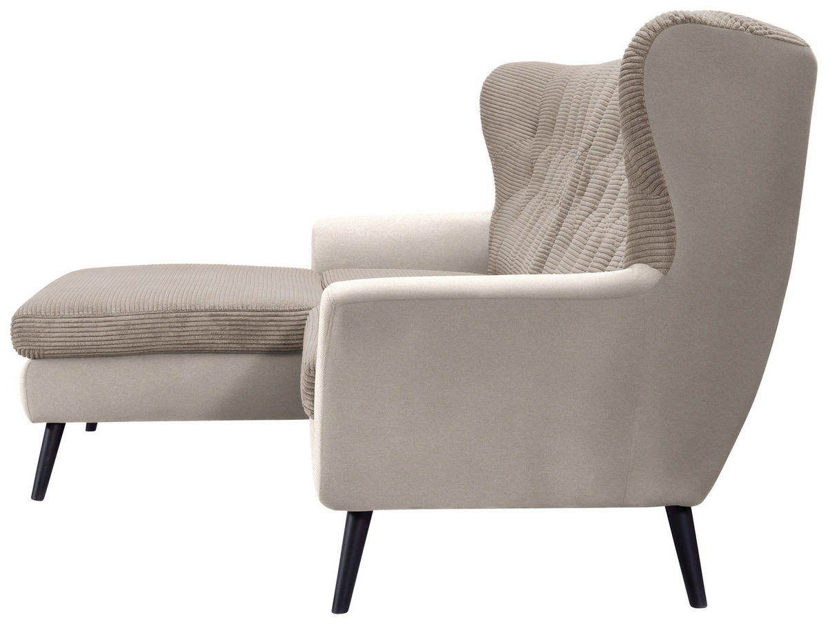 ECKSOFA in Cord Beige  - Beige/Schwarz, Design, Holz/Textil (165/237cm) - Stylife