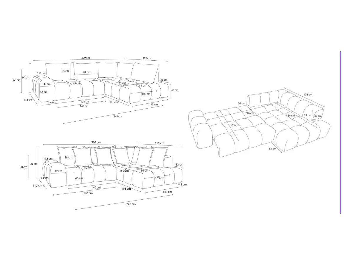 ECKSCHLAFSOFA EVEREST  mit Rücken echt, Armteil links, Armteil rechts Flachgewebe Taupe  - Taupe/Schwarz, MODERN, Kunststoff/Textil (320/212cm)