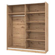 SCHWEBETÜRENSCHRANK 2-türig Schwarz, Eichefarben - Eichefarben/Schwarz, Basics, Glas/Holzwerkstoff (179/210/62,5cm) - Xora