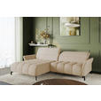 ECKSOFA Beige Flachgewebe Rücken echt, Kopfteilverstellung, Sitztiefenverstellung  - Beige/Schwarz, KONVENTIONELL, Textil/Metall (175/272cm) - Carryhome