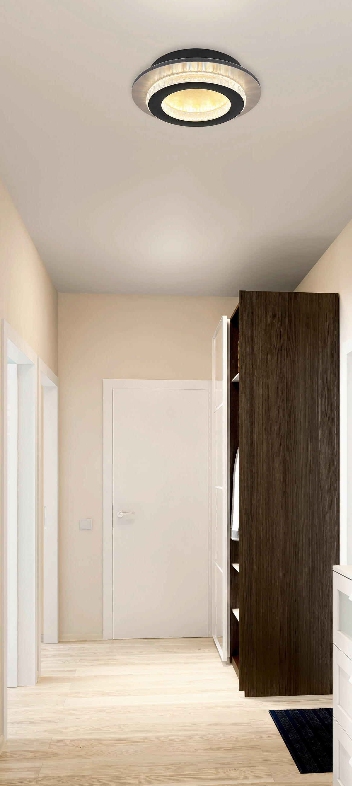LED-DECKENLEUCHTE 20/5,5 cm   - Klar/Goldfarben, Design, Kunststoff/Metall (20/5,5cm) - Globo