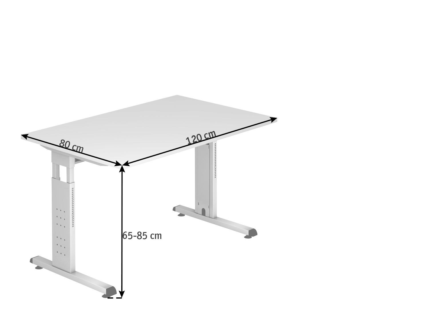 SCHREIBTISCH höhenverstellbar  - Silberfarben/Buchefarben, KONVENTIONELL, Holzwerkstoff/Metall (120/80/65-85cm) - Venda