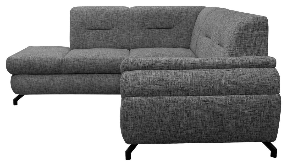 ECKSOFA in Struktur, Plüsch Dunkelgrau  - Dunkelgrau/Schwarz, Design, Textil/Metall (201/274cm) - MID.YOU
