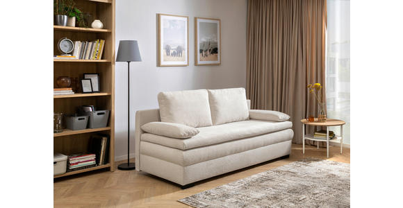 SCHLAFSOFA Struktur Beige Rückenkissen, Armlehnenkissen, Bettkasten, Schlaffunktion, Rücken echt  - Beige/Schwarz, KONVENTIONELL, Kunststoff/Textil (195/93/83cm) - Carryhome