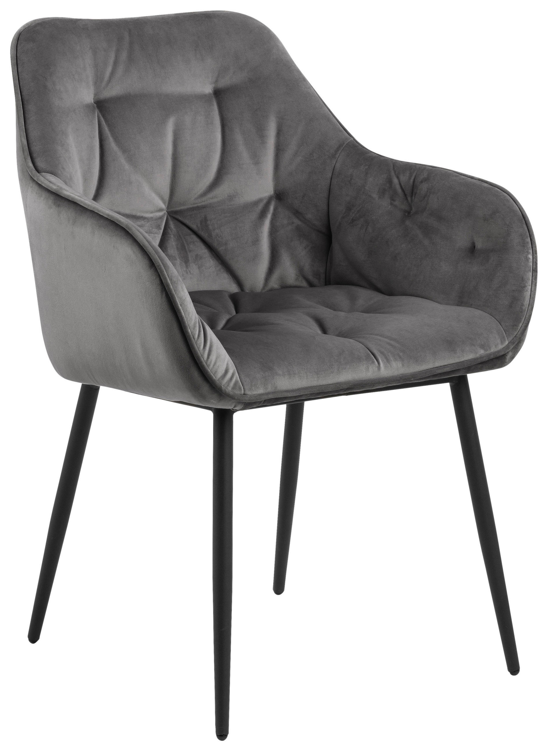 STOL MED ARMSTÖD stål velour  - mörkgrå/svart, Trend, metall/textil (58/83/55cm)