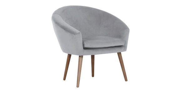 SESSEL Samt Hellgrau - Hellgrau/Naturfarben, Design, Holz/Textil (73/73/66cm) - Carryhome