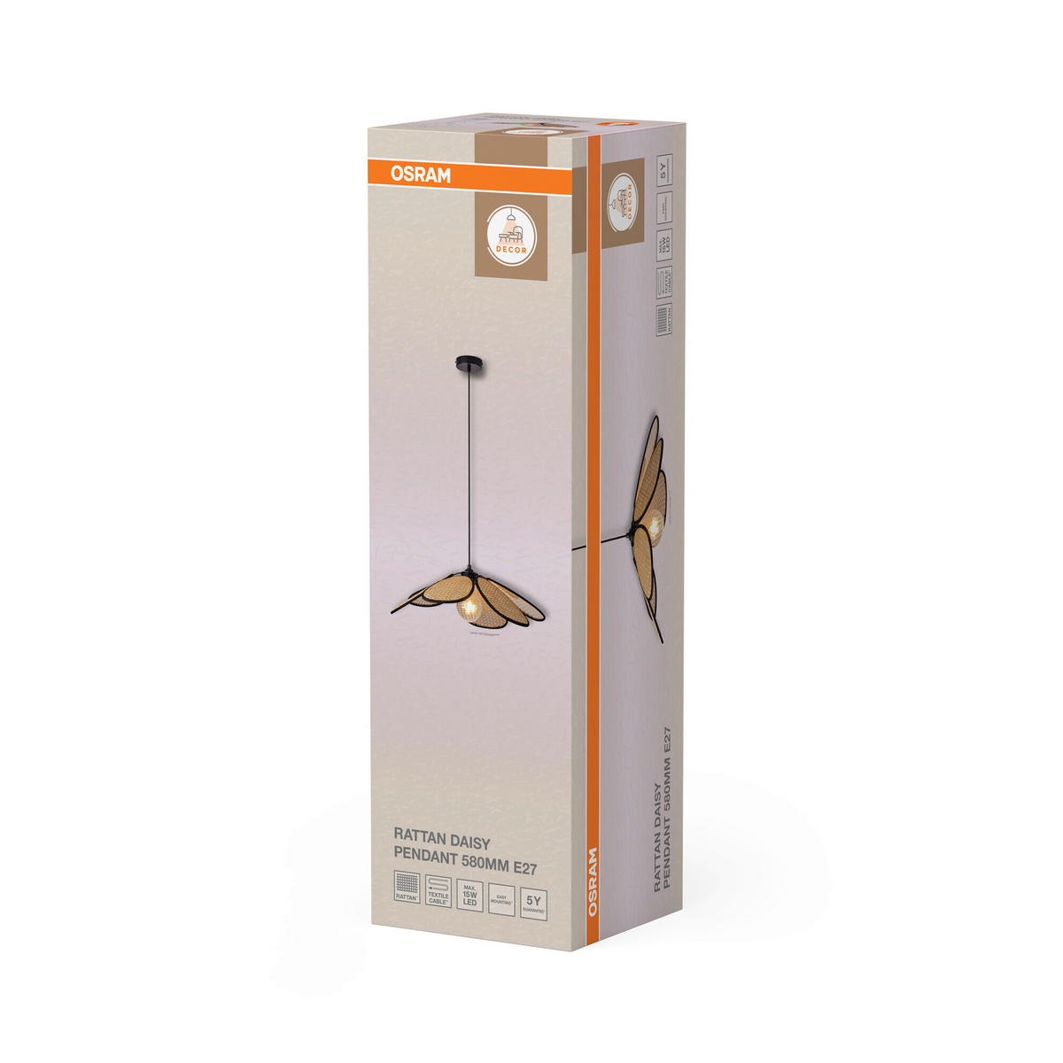 HÄNGELEUCHTE 58/123 cm  - Beige, Basics, Holz/Metall (58/123cm) - Osram
