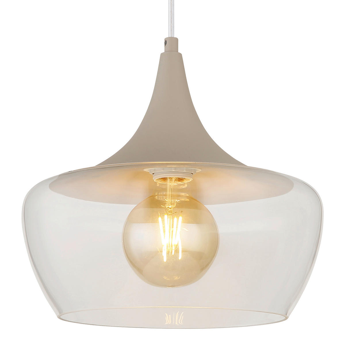 HÄNGELEUCHTE Arola 30/120 cm  - Sandfarben/Klar, Design, Glas/Kunststoff (30/120cm) - Globo
