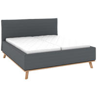 POLSTERBETT 180/200 cm,  in Grau, Matratze, Lattenrost, Bettkasten, unterschiedliche Matratzenhärtegrade je Bettseite, H2 + H3 = mittel + fest  - Eichefarben/Weiß, Design, Holz/Textil (180/200cm) - Musterring