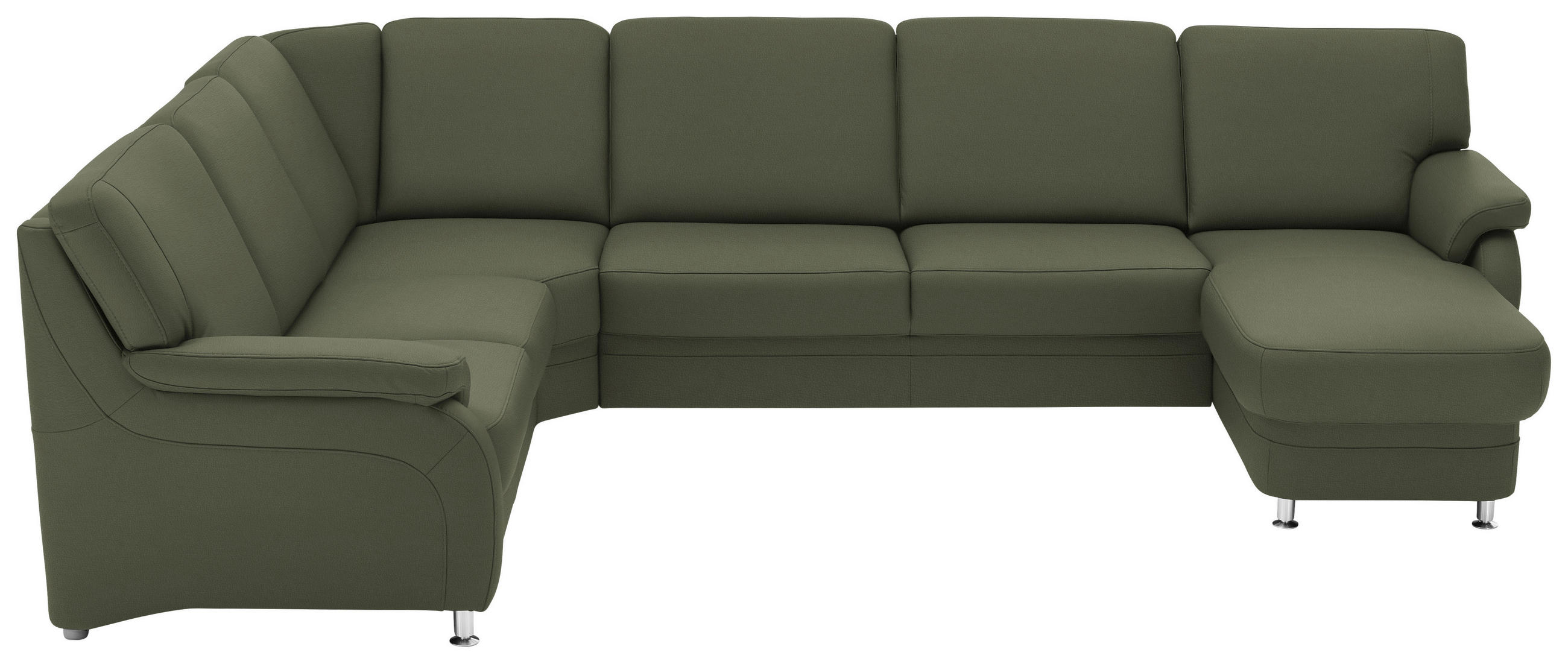 WOHNLANDSCHAFT Echtleder Olivgrün  - Alufarben/Olivgrün, Konventionell, Leder/Metall (239/329/165cm) - Beldomo Premium