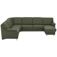 WOHNLANDSCHAFT Echtleder Olivgrün  - Alufarben/Olivgrün, Konventionell, Leder/Metall (239/329/165cm) - Beldomo Premium