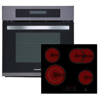 BACKOFENSET DigiSet8BS5500  - Edelstahlfarben/Schwarz, Trend, Glas/Metall (59,5/59/54,2cm) - Respekta