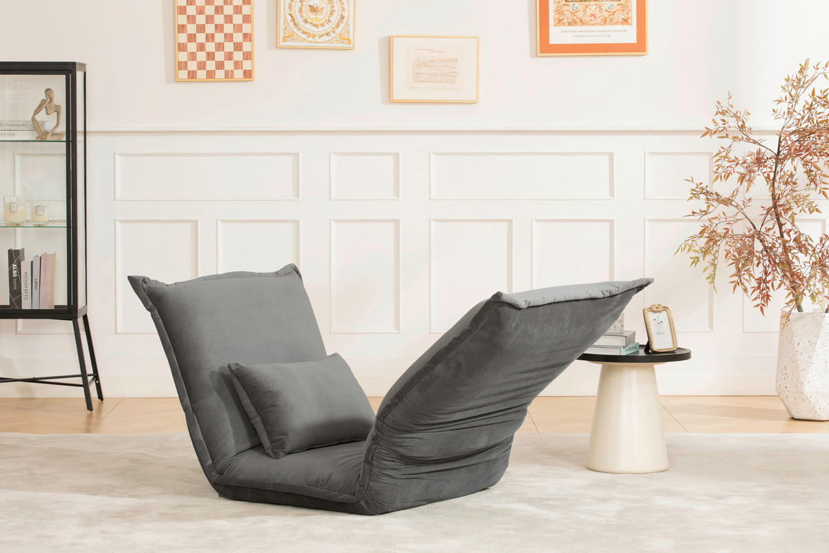SCHLAFSESSEL Cord Grau    - Silberfarben/Grau, MODERN, Textil/Metall (77/73/87cm) - MID.YOU