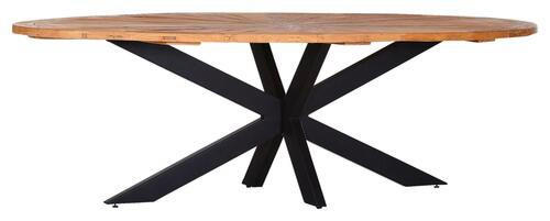 ESSTISCH Ulme massiv oval Schwarz, Ulmefarben  - Ulmefarben/Schwarz, LIFESTYLE, Holz/Metall (254/135/78cm) - Ambia Home