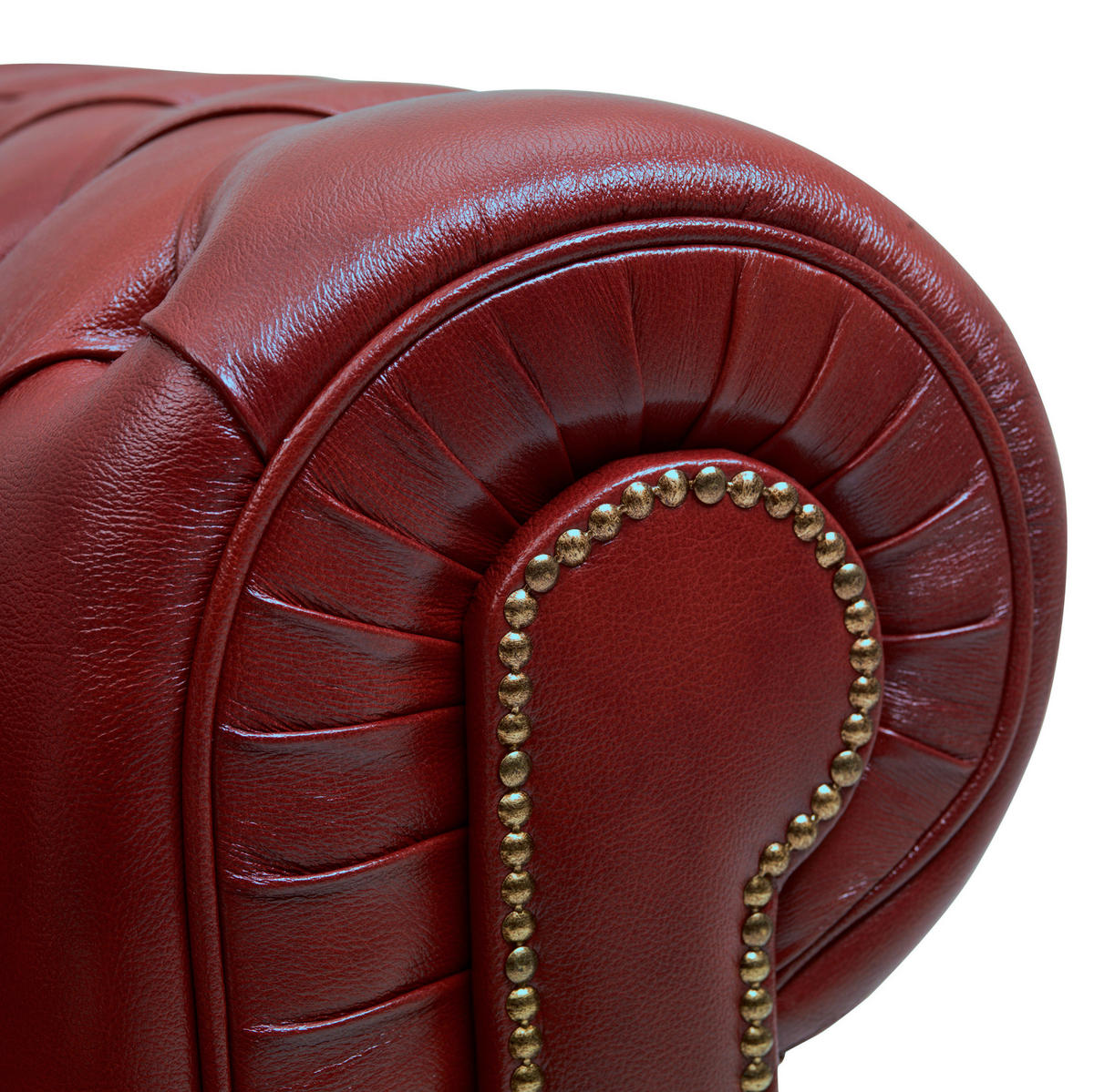 CHESTERFIELD-SOFA Rot Echtleder  - Rot/Nussbaumfarben, KONVENTIONELL, Leder/Holzwerkstoff (174/74/98cm) - Max Winzer