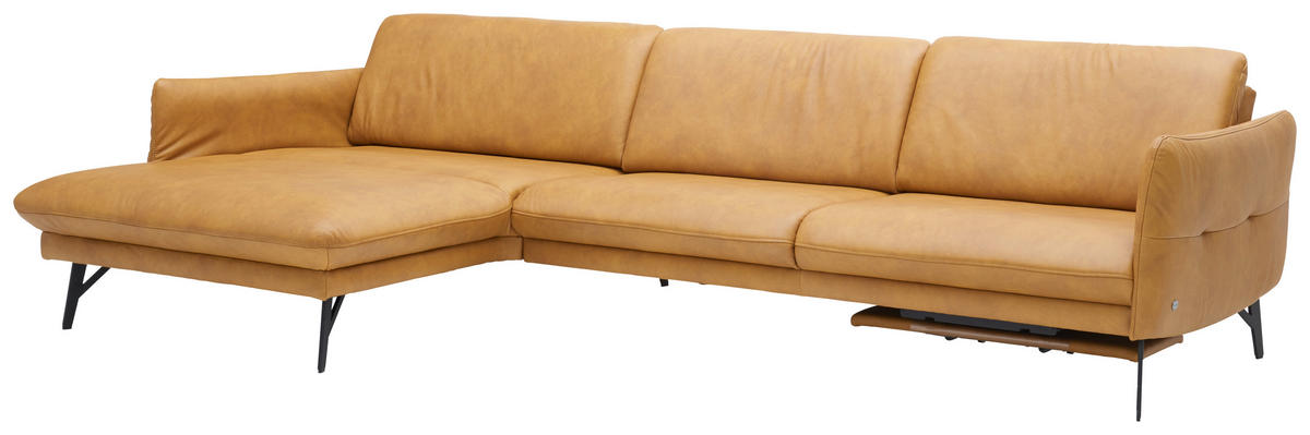ECKSOFA in Echtleder Gelb  - Anthrazit/Gelb, Design, Leder/Metall (174/330cm) - Himolla