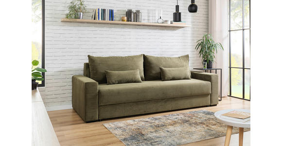 SCHLAFSOFA Cord Waldgrün  - Waldgrün/Schwarz, KONVENTIONELL, Kunststoff/Textil (233/92/108cm) - Carryhome