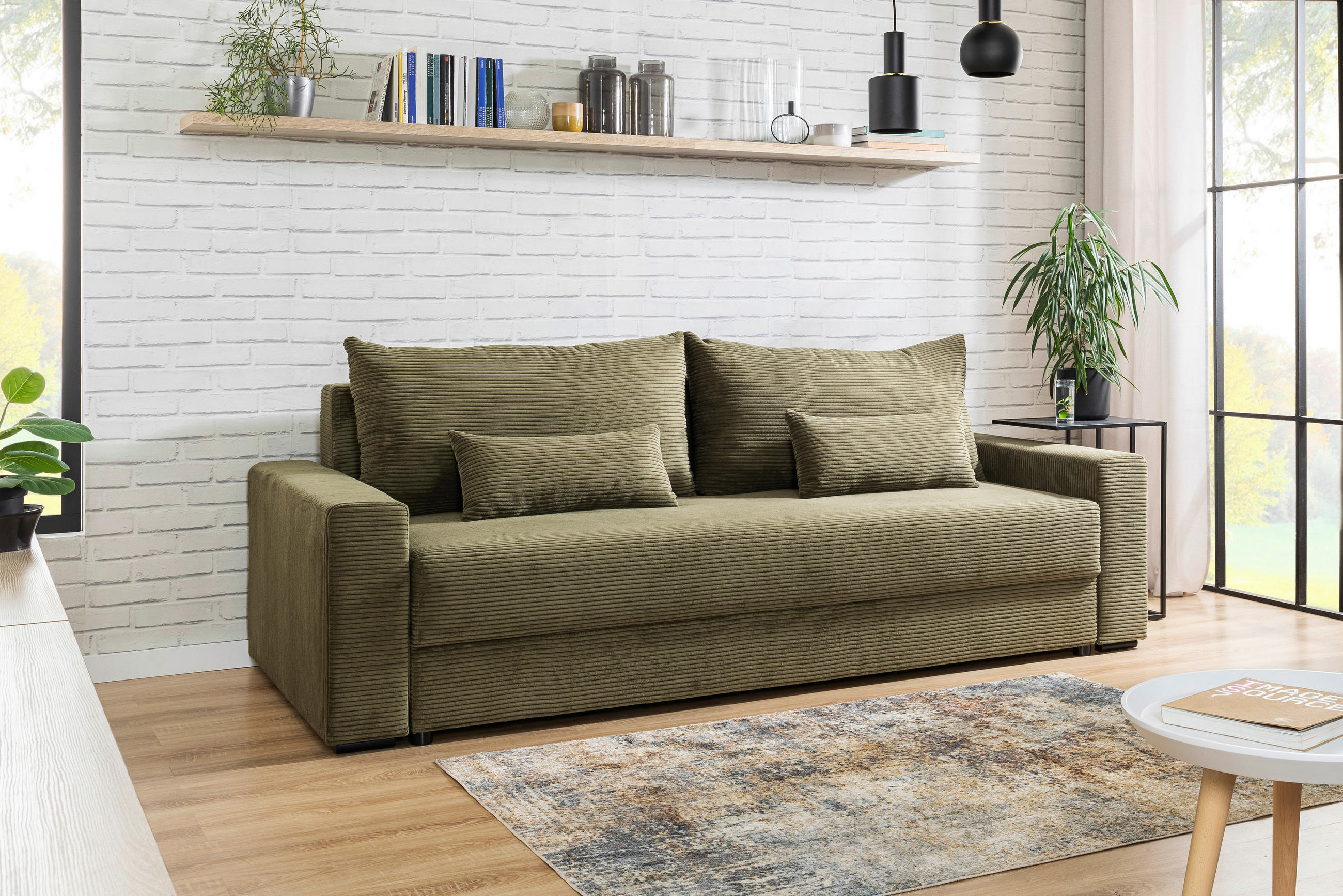 SCHLAFSOFA in Cord Waldgrün  - Waldgrün/Schwarz, Konventionell, Kunststoff/Textil (233/92/108cm) - Carryhome