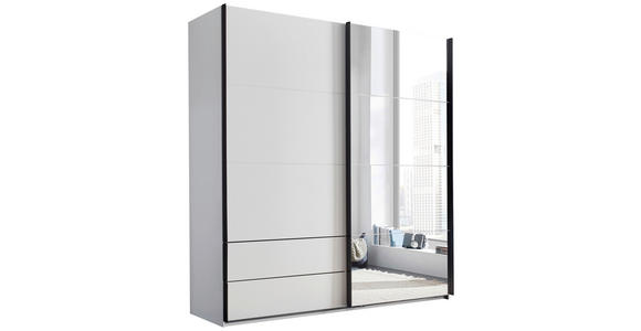 SCHWEBETÜRENSCHRANK  in Schwarz, Weiß  - Schwarz/Weiß, MODERN, Glas/Holzwerkstoff (215/225,5/60,5cm) - Xora