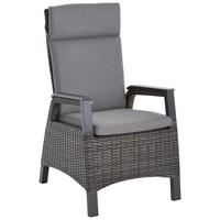 ZAHRADNÍ KŘESLO, plast - šedá/tmavě šedá, Design, kov/textil (61/107/75cm) - Ambia Garden