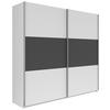 SCHWEBETÜRENSCHRANK 218/210/59 cm 2-türig Graphitfarben, Weiß  - Silberfarben/Graphitfarben, KONVENTIONELL, Holzwerkstoff/Metall (218/210/59cm) - MID.YOU