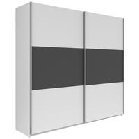 SCHWEBETÜRENSCHRANK 218/210/59 cm 2-türig Graphitfarben, Weiß  - Silberfarben/Graphitfarben, KONVENTIONELL, Holzwerkstoff/Metall (218/210/59cm) - MID.YOU