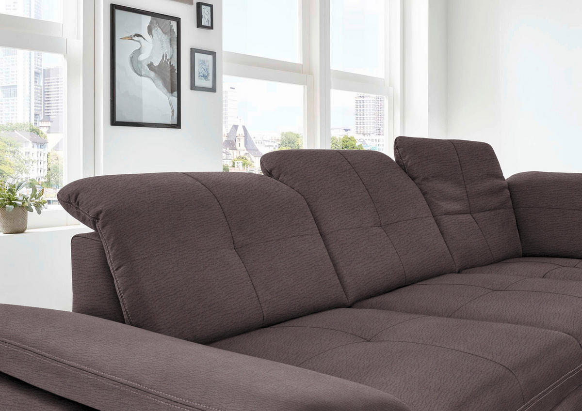 ECKSOFA in Mikrofaser Graubraun  - Graubraun/Silberfarben, Design, Textil/Metall (320/260cm) - Beldomo Speed