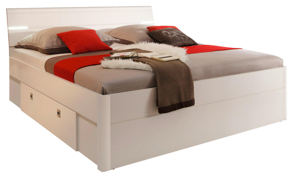 TÁROLÓS ÁGY 140/200 cm  fehér  - fehér, Modern, faalapú anyag (140/200cm) - MID.YOU