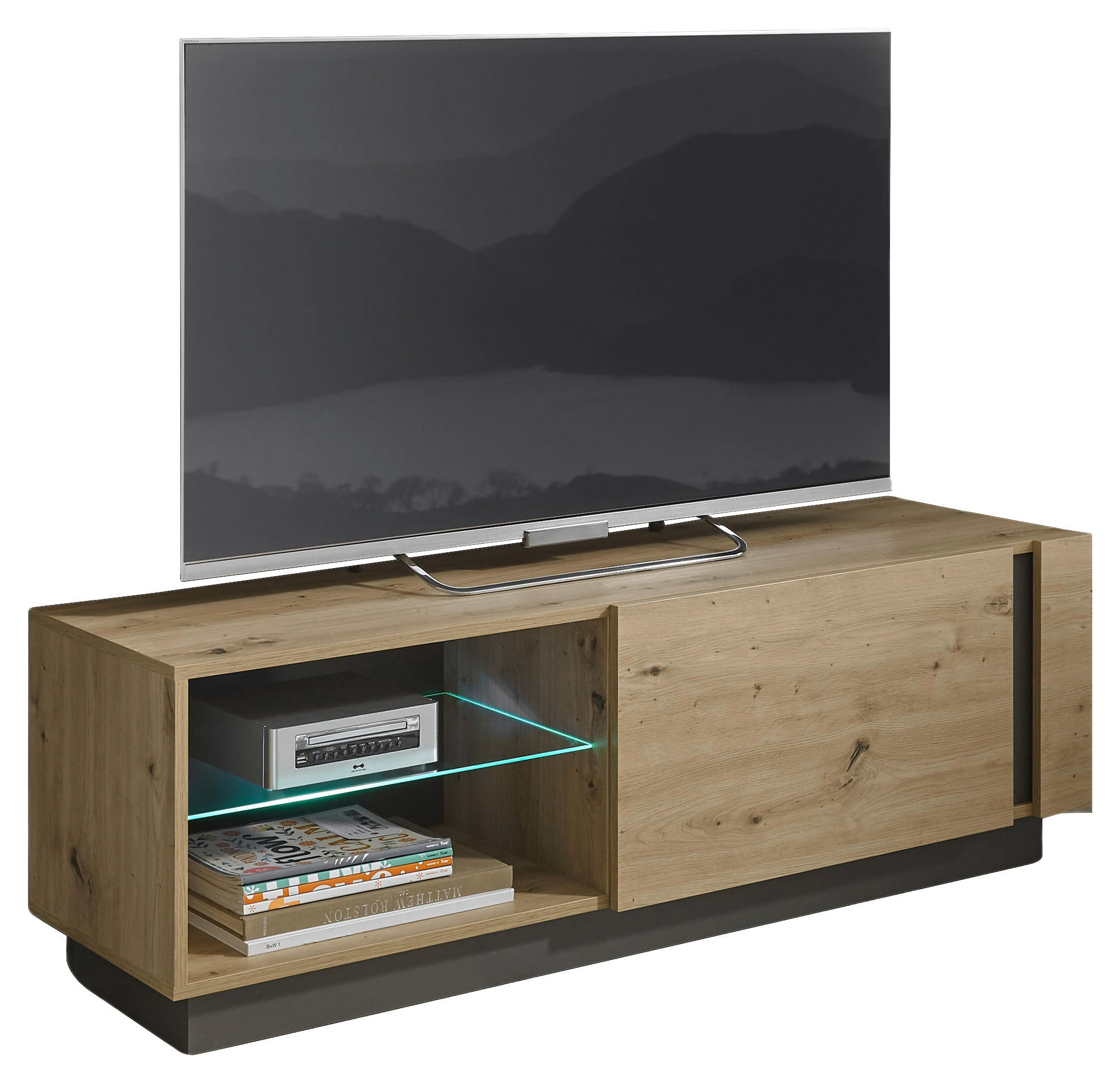 LOWBOARD  in 138/46/40 cm  - Eiche Artisan/Grau, Design, Glas/Holzwerkstoff (138/46/40cm) - MID.YOU