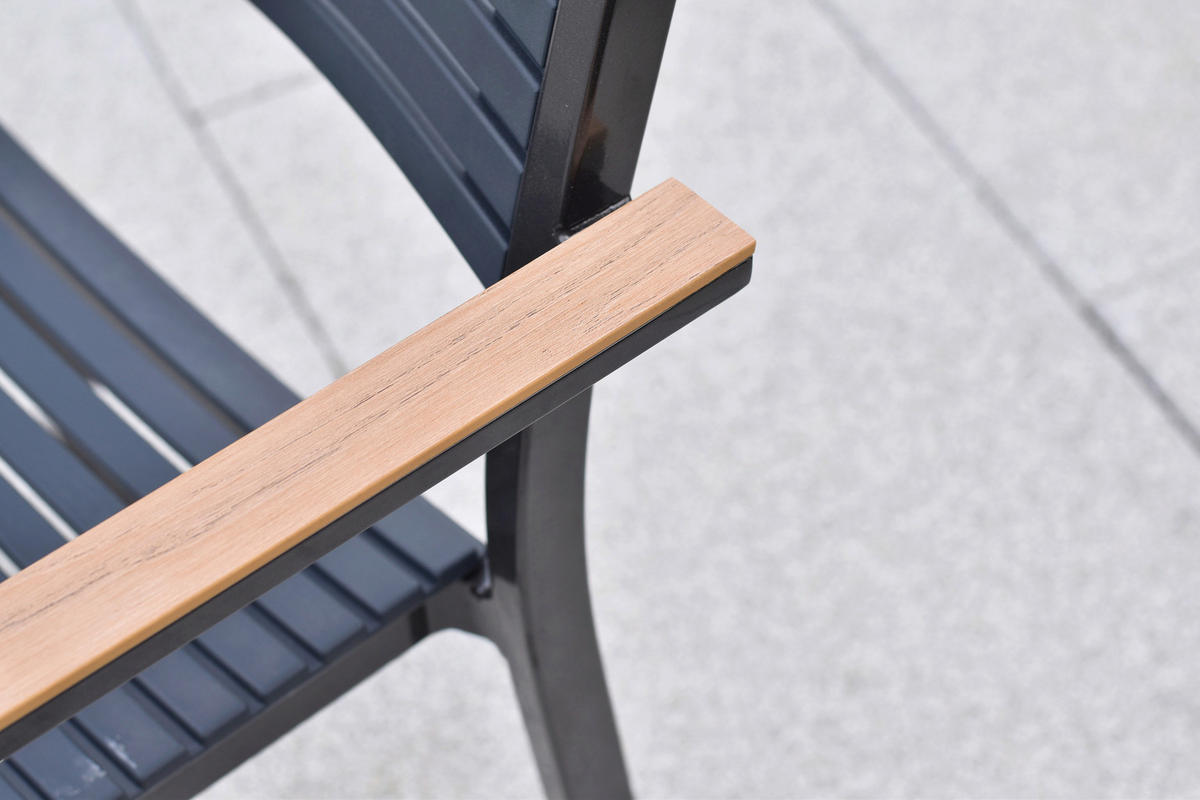 GARTENTISCHGRUPPE  - Graphitfarben/Naturfarben, KONVENTIONELL, Kunststoff/Metall - Gardenson