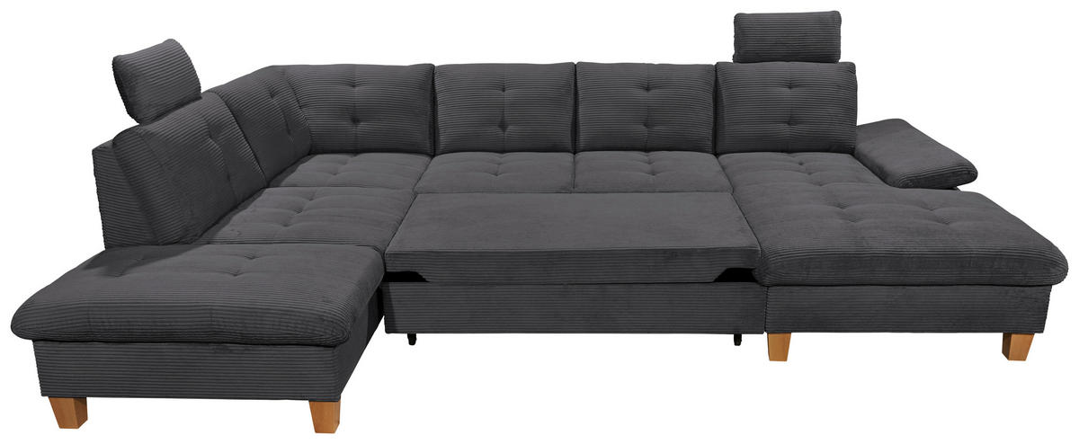 WOHNLANDSCHAFT in Cord Anthrazit  - Eichefarben/Anthrazit, Konventionell, Holz/Textil (220/324/170cm) - MID.YOU