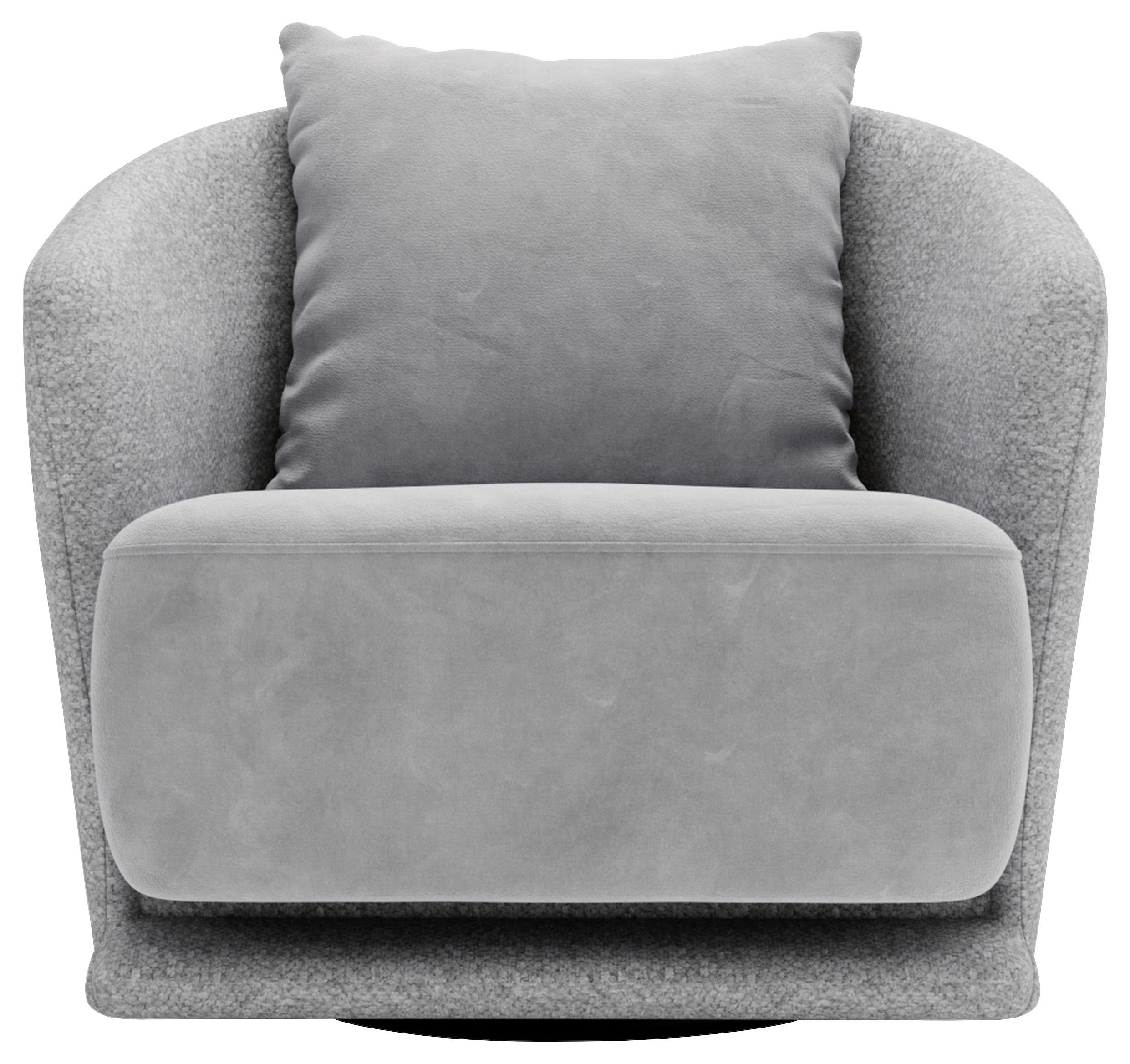 SESSEL in Plüsch, Bouclé Grau  - Schwarz/Grau, Design, Textil/Metall (83/80/75cm) - Livetastic