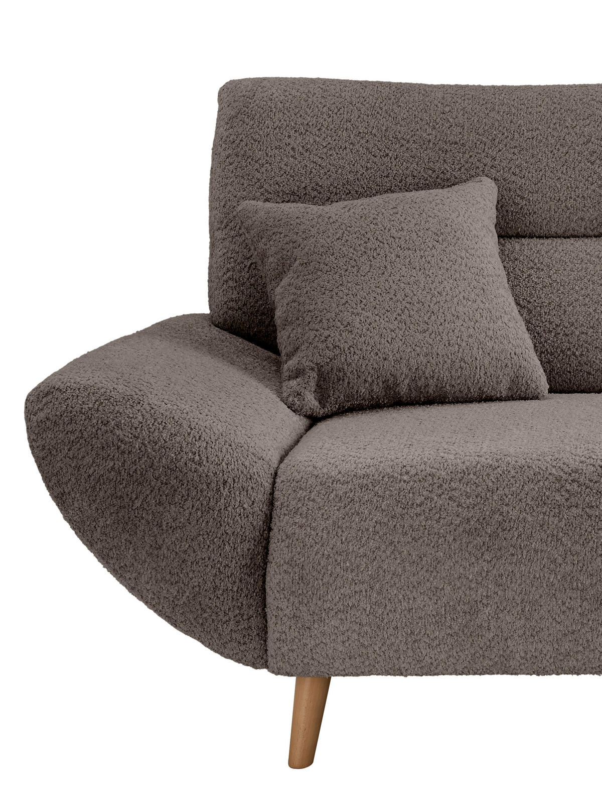 3-SITZER-SOFA in Bouclé Taupe  - Taupe/Wildeiche, KONVENTIONELL, Holz/Textil (205/81/90cm) - MID.YOU