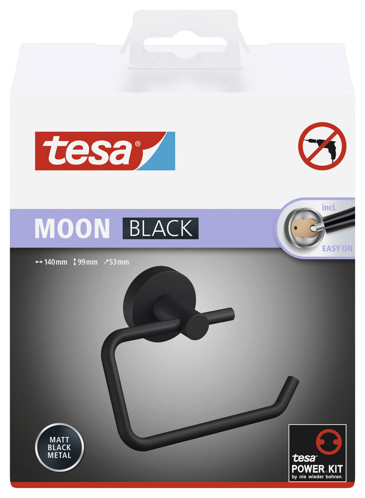 TOILETTENPAPIERHALTER - Schwarz, Basics, Metall (9,9/5,3/14cm) - Tesa