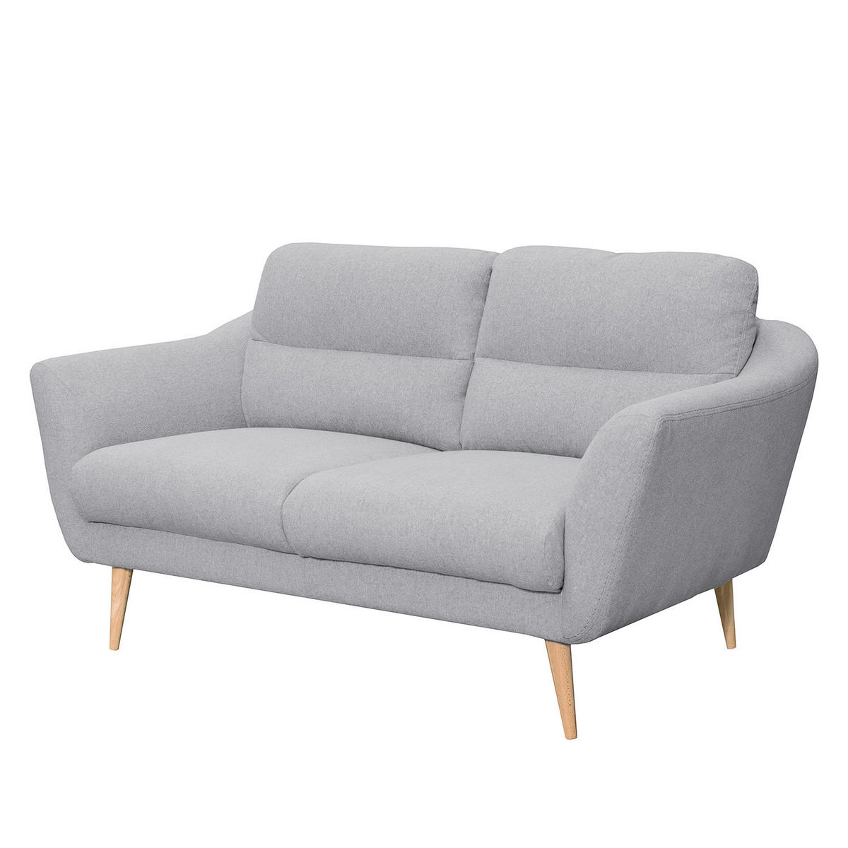 2-SITZER-SOFA in Webstoff Hellgrau  - Buchefarben/Hellgrau, Design, Holz/Textil (158/87/88cm) - Livetastic
