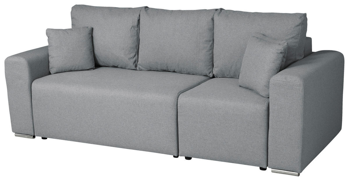 ECKSOFA in Struktur Grau  240/153 cm  - Chromfarben/Schwarz, Basics, Kunststoff/Textil (240/153cm) - P & B