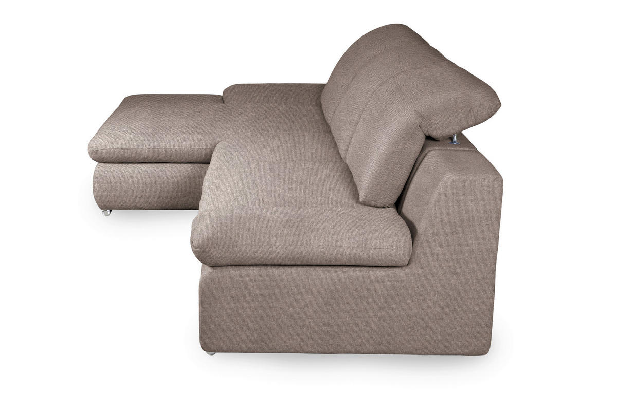 ECKSOFA Taupe Chenille  - Taupe/Chromfarben, Design, Textil/Metall (165/286cm) - Livetastic