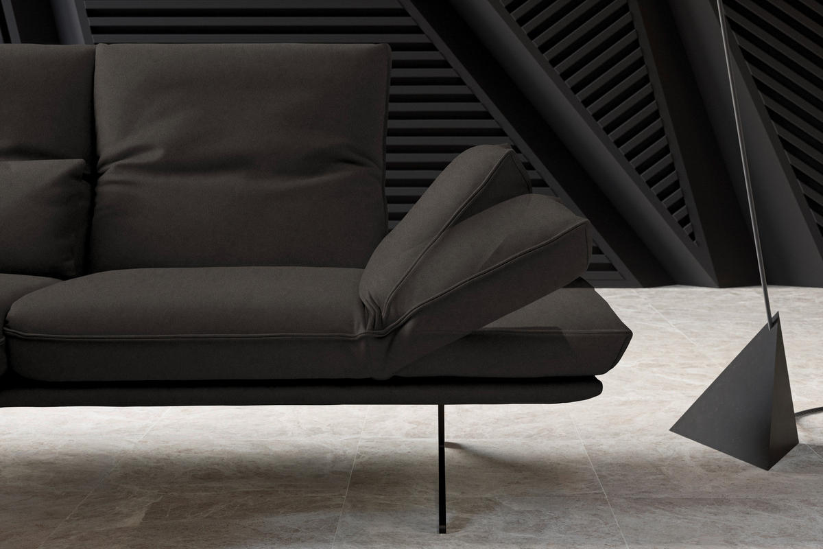ECKSOFA in Echtleder Graubraun  130/210 cm  - Gelb/Graubraun, Design, Leder/Metall (130/210cm) - Dieter Knoll