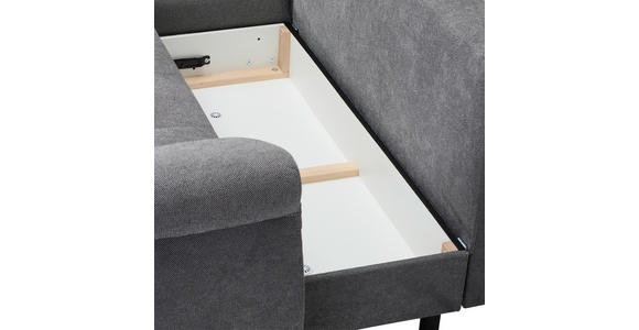 ECKSOFA Grau Flachgewebe - Schwarz/Grau, Design, Kunststoff/Textil (175/278cm) - Xora