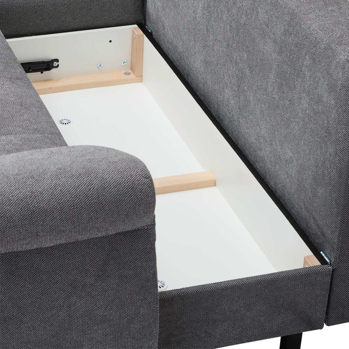 ECKSOFA Grau Flachgewebe  - Schwarz/Grau, Design, Kunststoff/Textil (175/278cm) - Xora