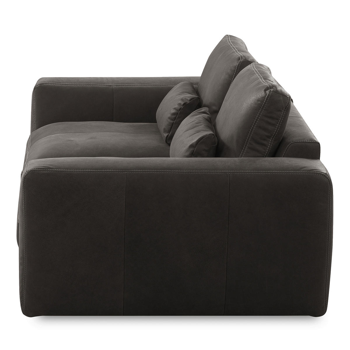 2-SITZER-SOFA  in Echtleder Dunkelgrau   - Dunkelgrau/Beige, Design, Leder/Kunststoff (240/85/123cm) - Livetastic