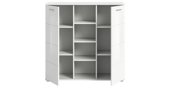 SCHUHSCHRANK 110/108/37 cm - Weiß Hochglanz/Silberfarben, Design, Holzwerkstoff/Kunststoff (110/108/37cm) - Xora