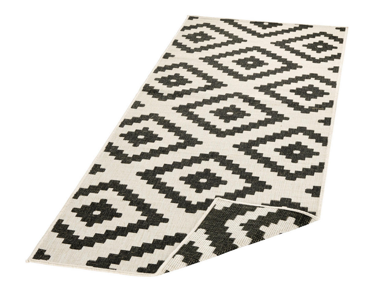 OUTDOORTEPPICH 80/350 cm Twin Creme, Schwarz  - Creme/Schwarz, Basics, Kunststoff (80/350cm)